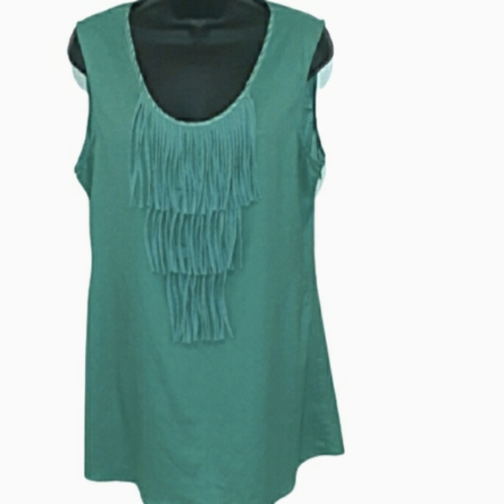 - ARDEN B. SLEEVELESS FRINGE DRESS BLOUSE